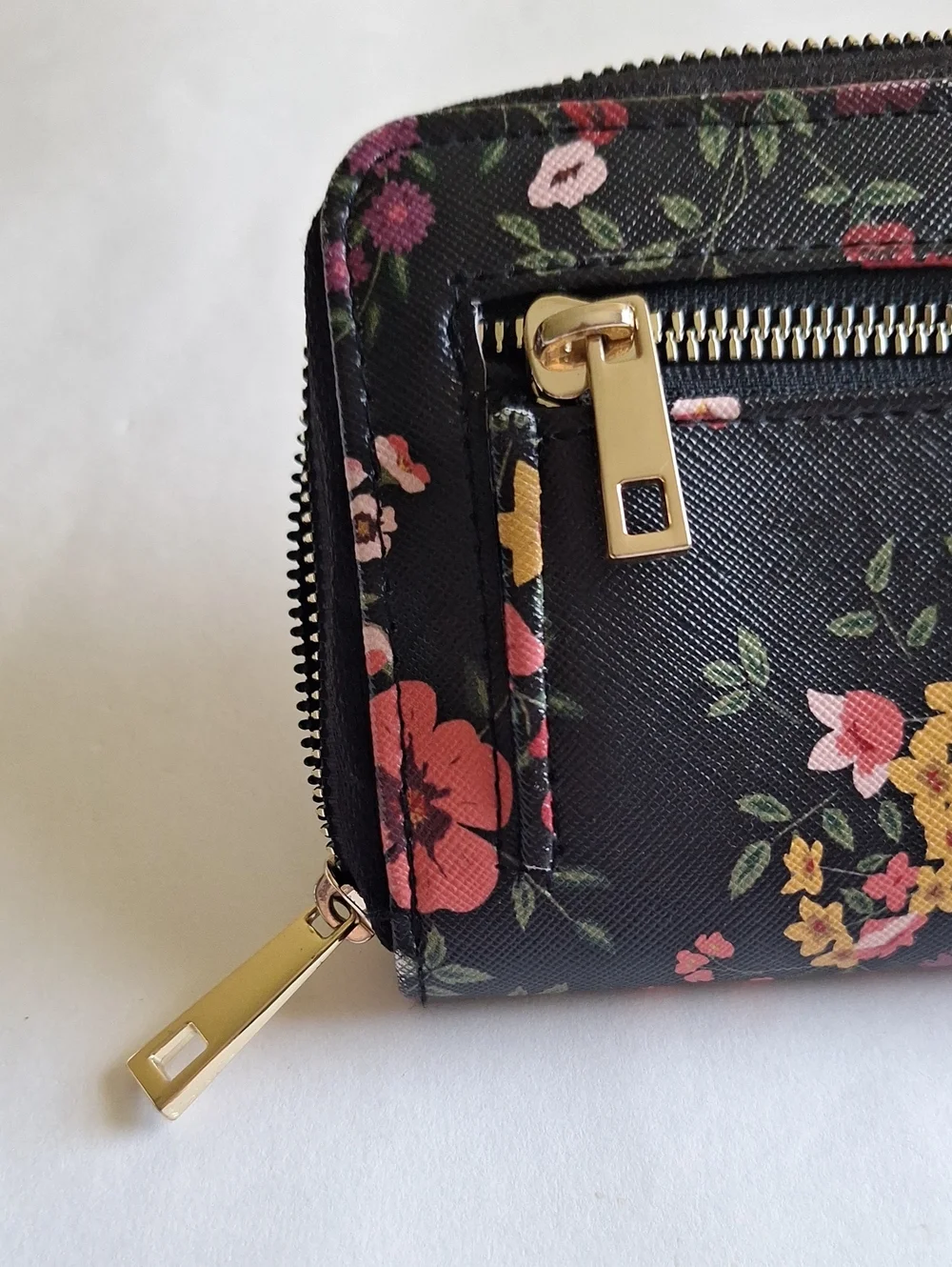 Floral Zip Wallet - Black Pink Coral Floral